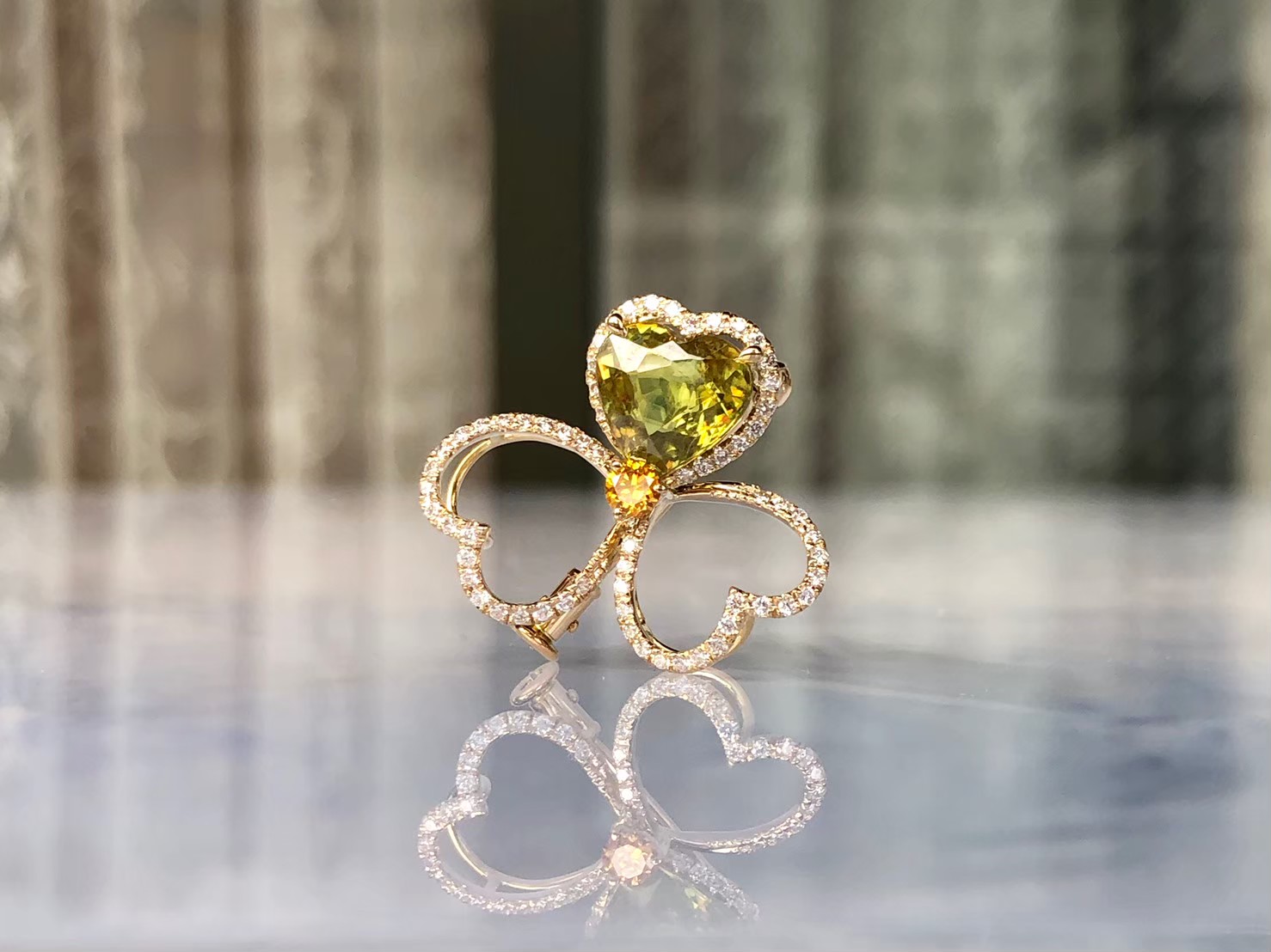 K18YG Sphene Brooch スフェーンブローチペンダント | ヒトミハマ